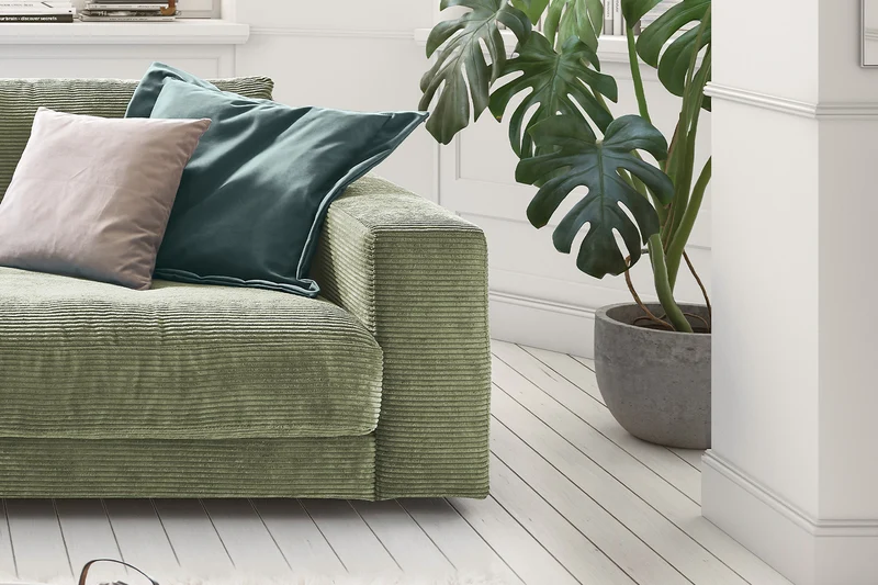KAWOLA Sofa MADELINE 2-Sitzer Cord olivgrün
