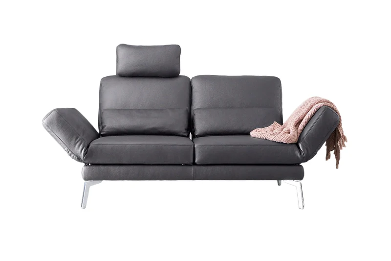 KAWOLA Sofa HURRICANE 2-Sitzer Leder dunkelgrau