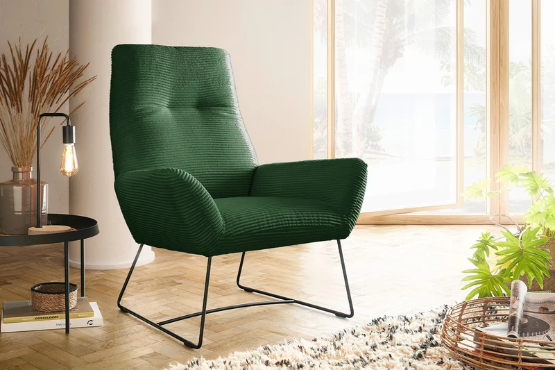 KAWOLA Sessel BISA Cord smaragd