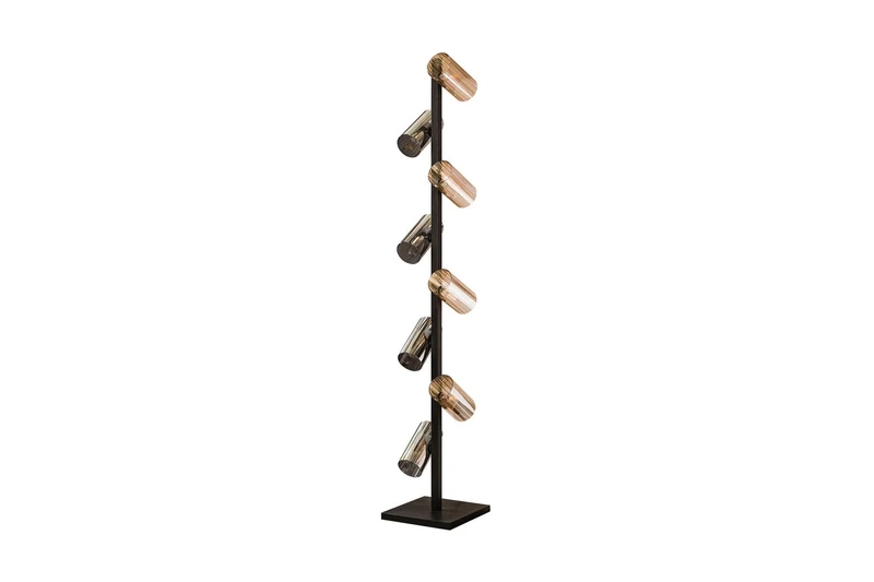 KAWOLA Stehleuchte MALLAWI Stehlampe 8-flammig Glas schwarz