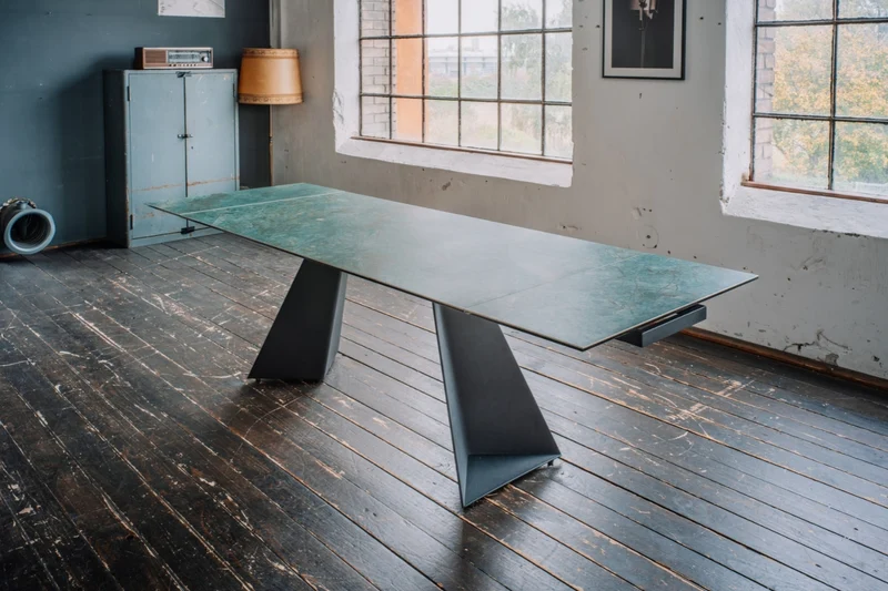 KAWOLA Ausziehtisch LODI Esstisch Keramik grün 200x100cm