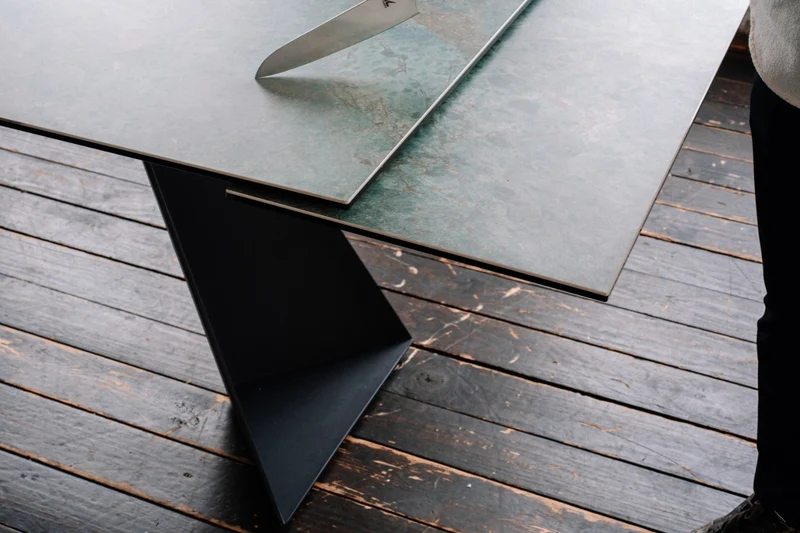 KAWOLA Ausziehtisch LODI Esstisch Keramik grün 200x100cm