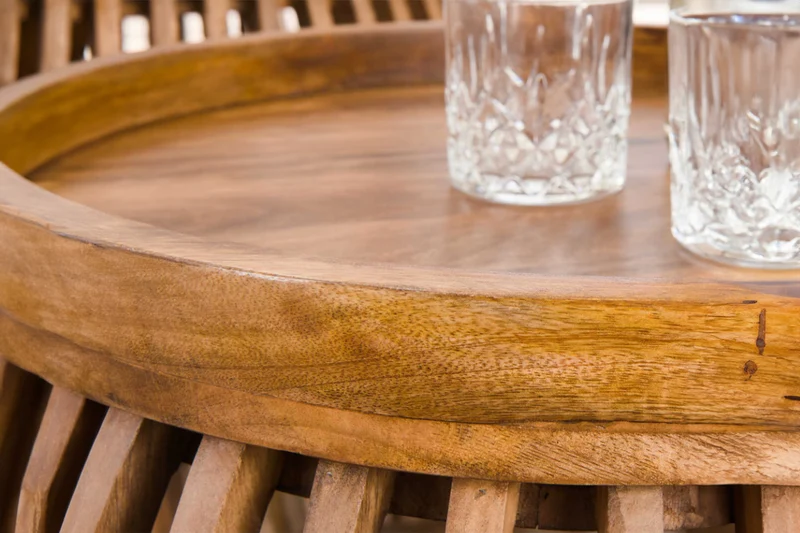 KAWOLA Couchtisch LANI Set 2-tlg. Mangoholz braun Fuß gewölbt