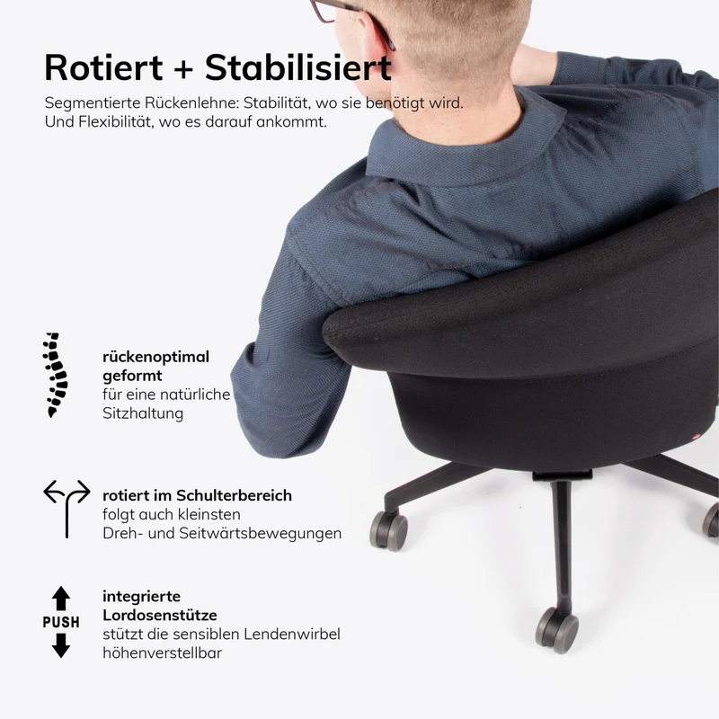 Ergonomischer Bürostuhl lento agilis AG10 Start-UP mit 2D Armlehnen