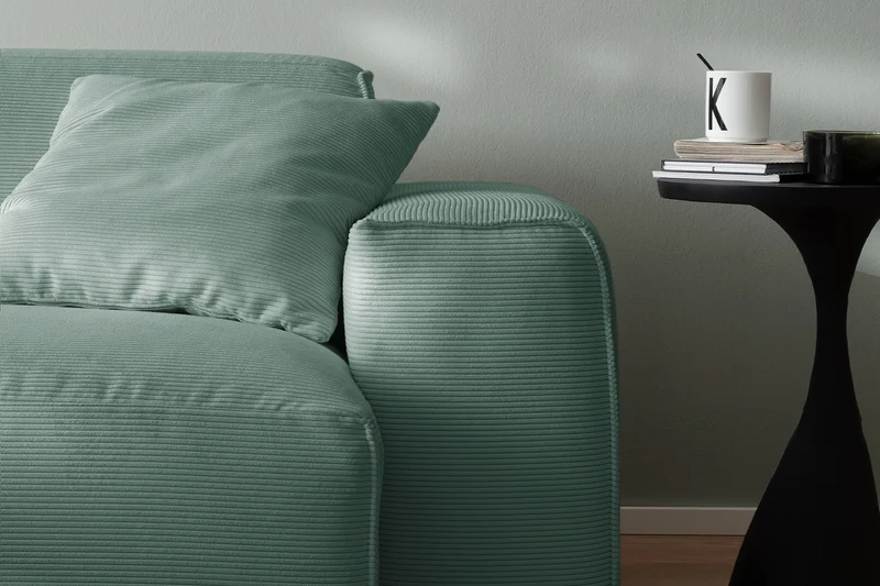 KAWOLA Sofa RANI 3-Sitzer Feincord grün