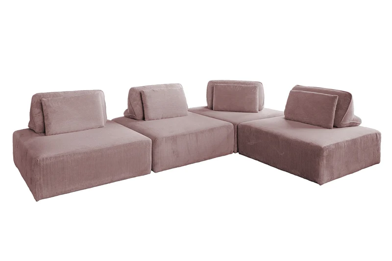 KAWOLA Modulsofa WIOLO SOFT 4 Module 4 Rückenkissen Cord rosa