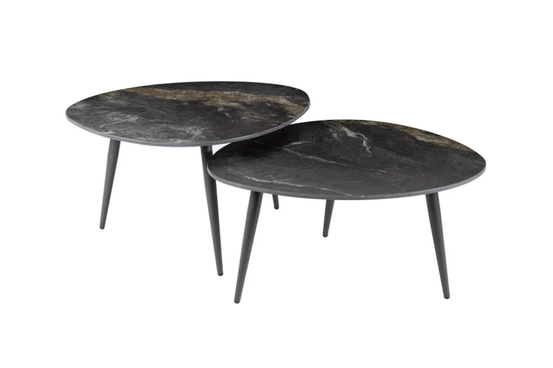 KAWOLA Couchtisch PONTE Set 2-tlg. Keramik schwarz oval