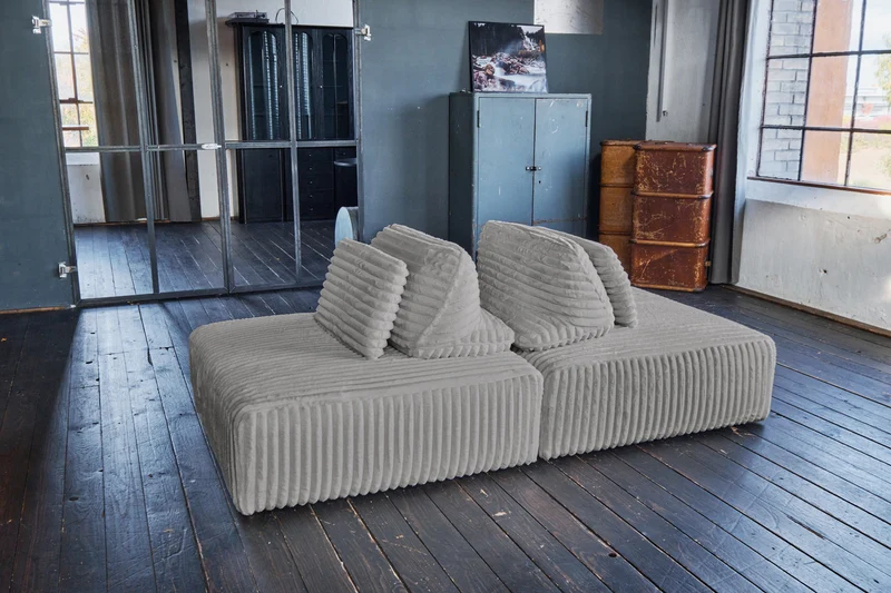 KAWOLA Modulsofa WIOLO SOFT 2 Module 2 Rückenkissen Weicher Breitcord grau