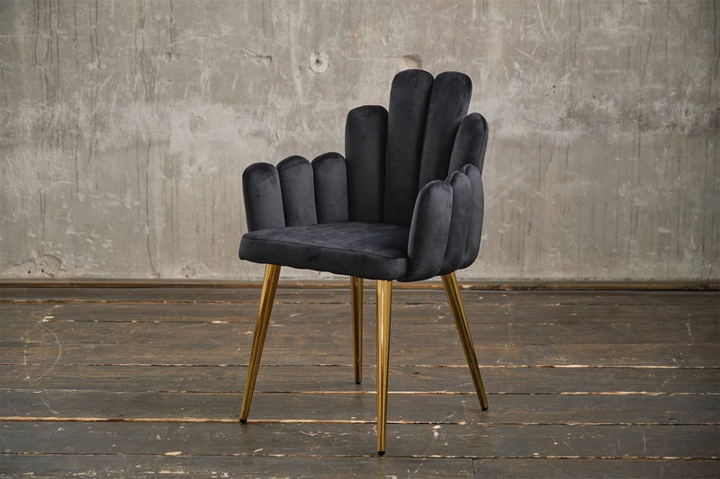 KAWOLA Stuhl FREJA Esszimmerstuhl Velvet schwarz Fuß gold