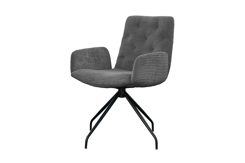KAWOLA Stuhl NEW CHARME Drehstuhl Esszimmersessel Cord grau