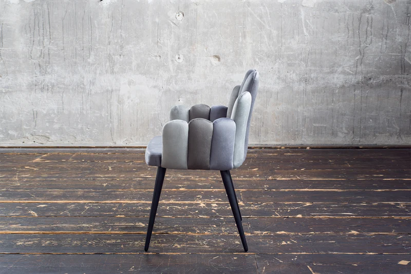 KAWOLA Stuhl FREJA Esszimmerstuhl Velvet grau Fuß schwarz