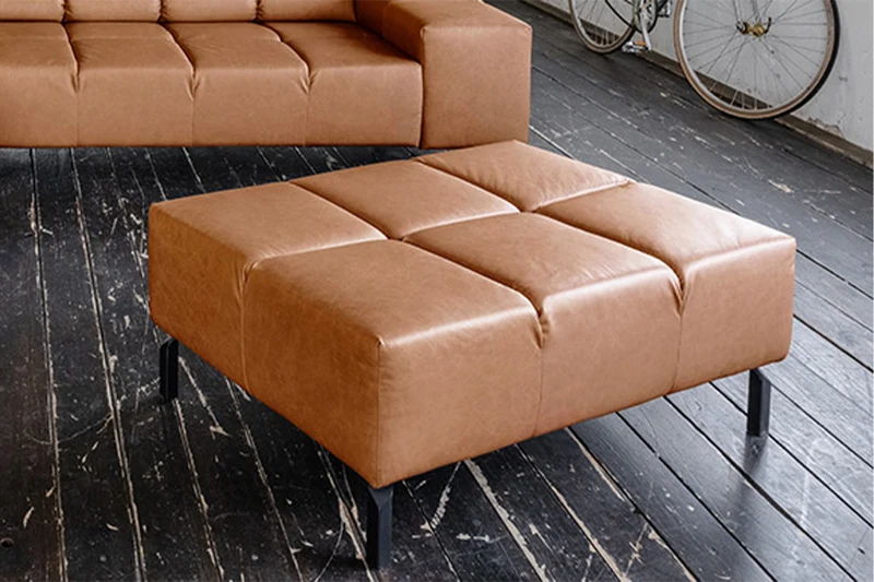 KAWOLA Polsterhocker NELSON Hockerbank Leder cognac