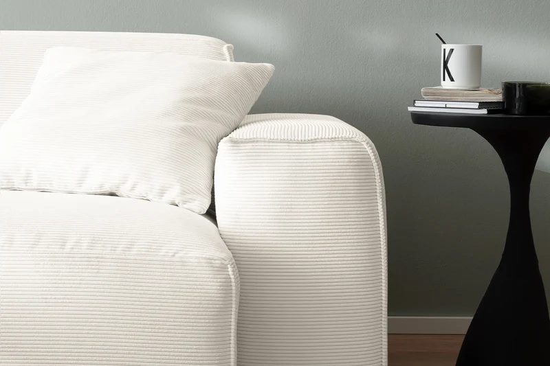 KAWOLA Sofa RANI 3-Sitzer Feincord weiß