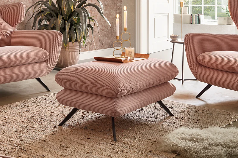 KAWOLA Hocker CHARME Hockerbank Cord rosa