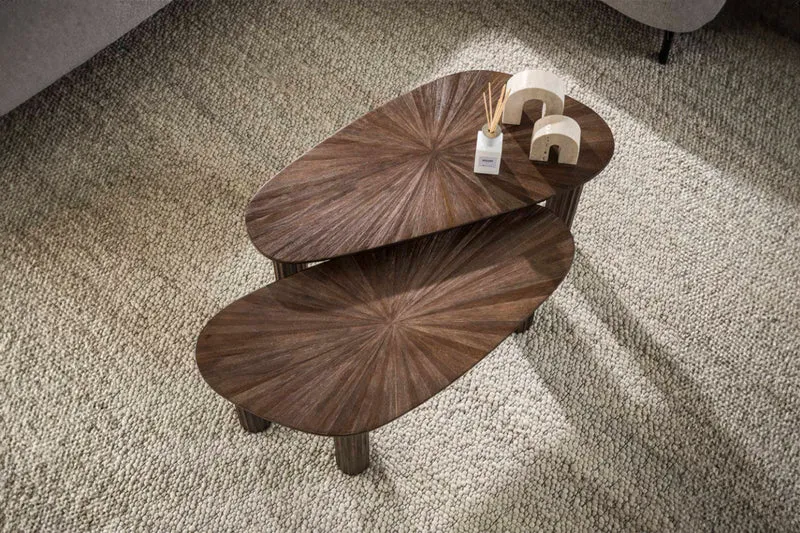 KAWOLA Couchtisch INKA Set 2-tlg. Teakholz braun nierenförmig
