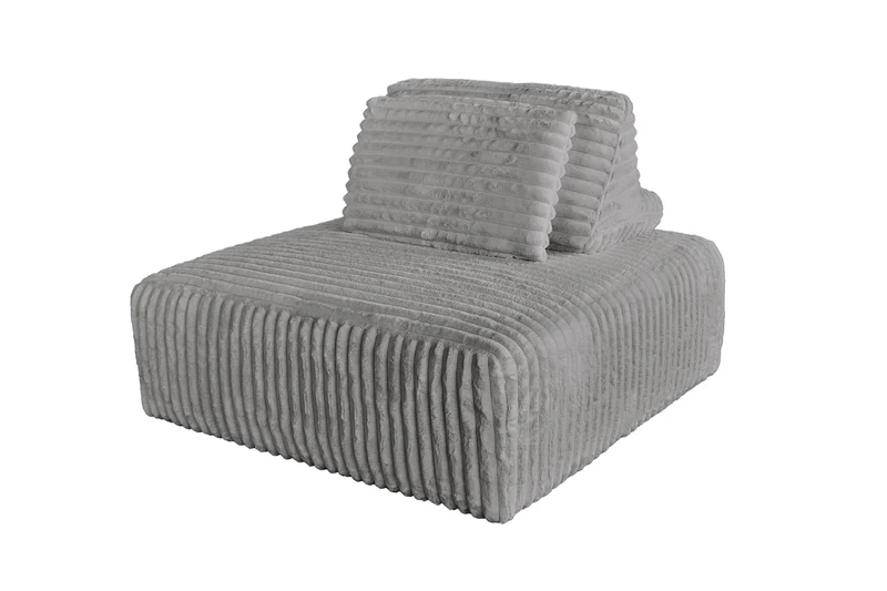 KAWOLA Hocker WIOLO SOFT Polsterhocker mit Rückenkissen Weicher Breitcord grau