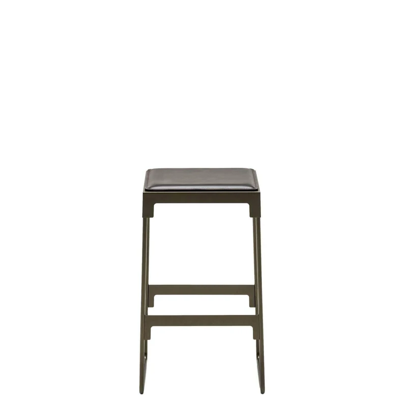 Steel and Leather Low Stool MINGX by Konstantin Grcic for Driade