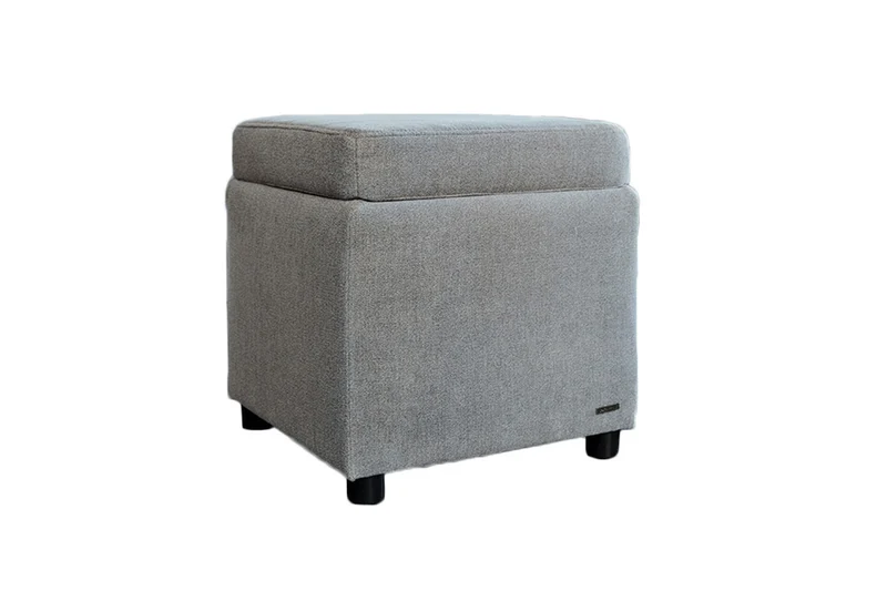 KAWOLA Hocker mit Stauraum IDA Stoff grau