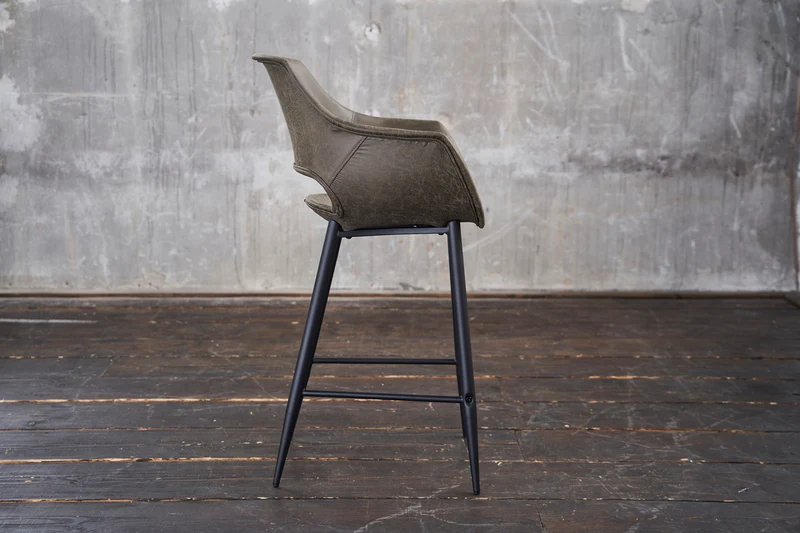 KAWOLA Barhocker ZAJA Barstuhl Sitzhöhe 76 cm Microfaser oliv