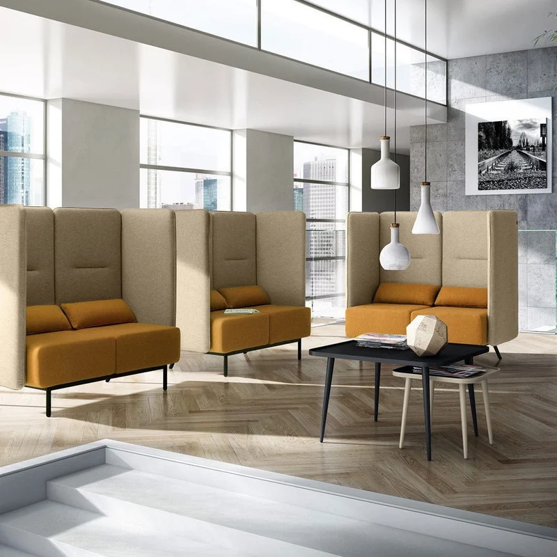 Lounge Sofa 2-Sitzer mit Ablagen - fm Calesita DIALOG - hochwertiger Wollbezug Fenice
