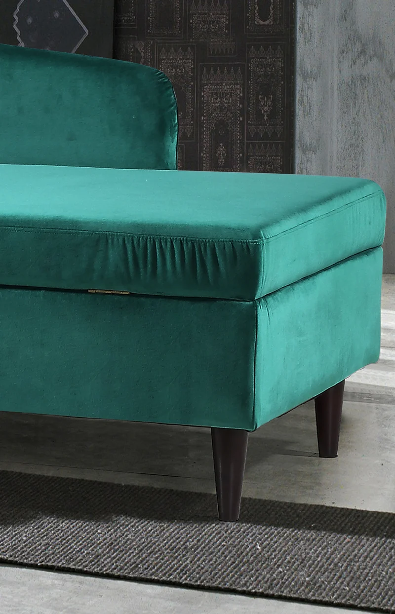 KAWOLA Polsterliege SARAH Ottomane Recamiere Stoff grün 163x77x73cm