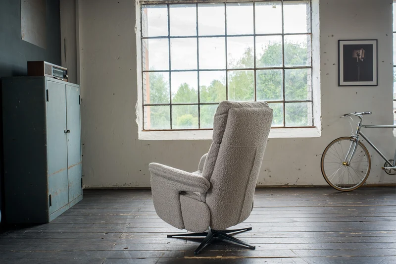 KAWOLA Sessel NAMA Relaxsessel drehbar Stoff taupe