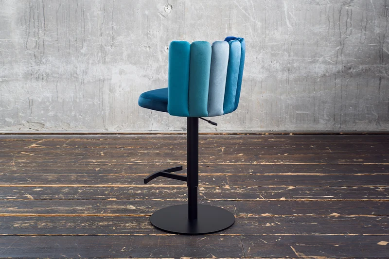 KAWOLA Barhocker JADA Drehstuhl höhenverstellbar Velvet blau