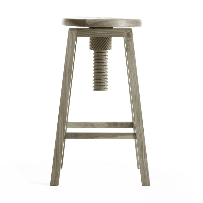 Walnut Wood Adjustable Stool INVITO High by Dale Italia