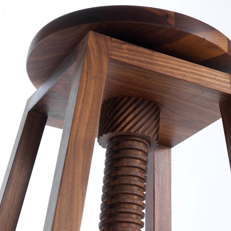 Walnut Wood Adjustable Stool INVITO High by Dale Italia