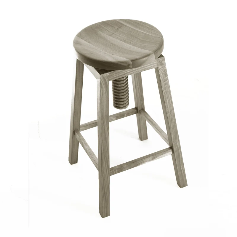 Walnut Wood Adjustable Stool INVITO High by Dale Italia