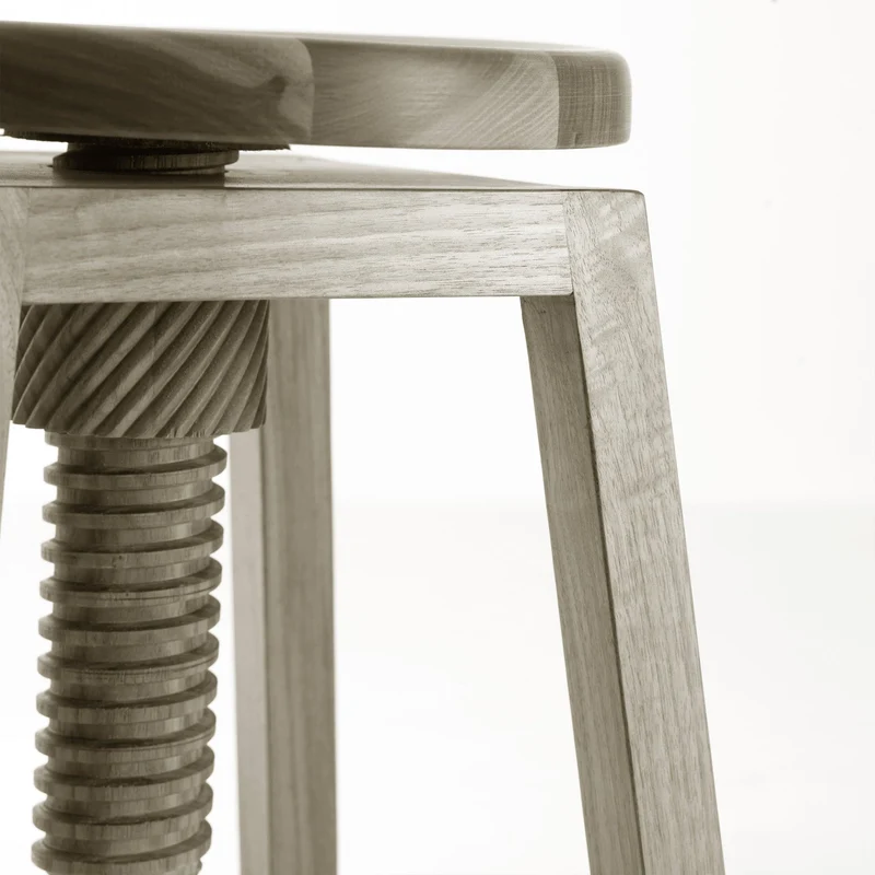 Walnut Wood Adjustable Stool INVITO High by Dale Italia