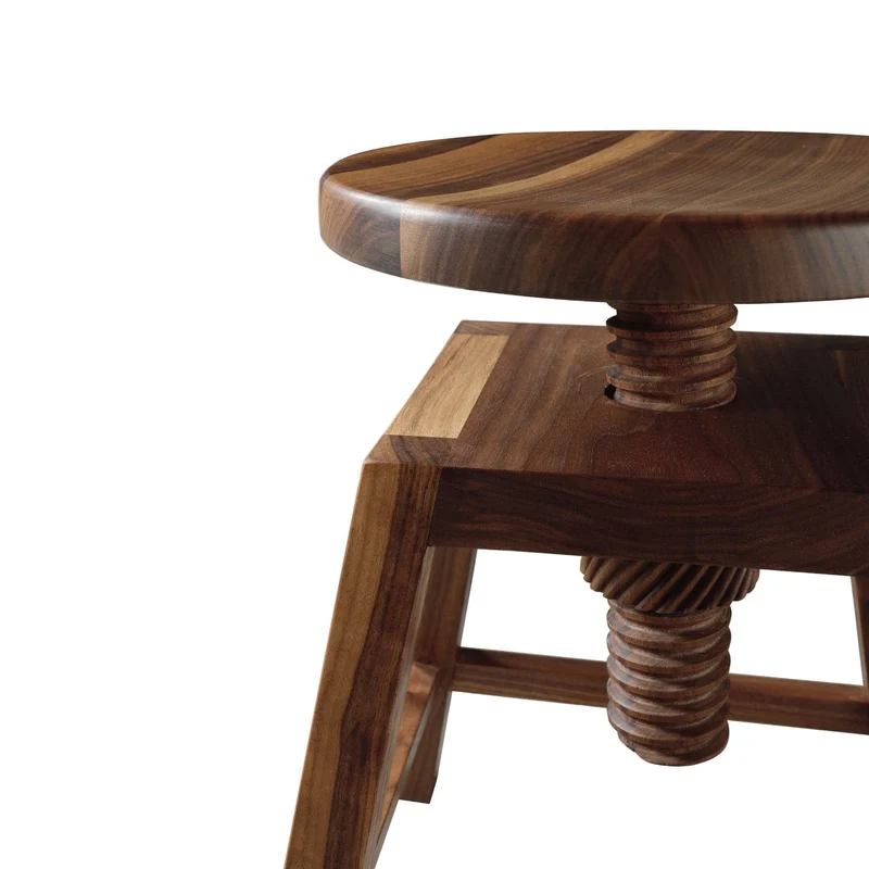 Walnut Wood Adjustable Stool INVITO Short by Dale Italia
