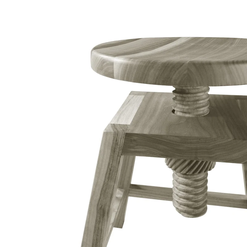 Walnut Wood Adjustable Stool INVITO Short by Dale Italia