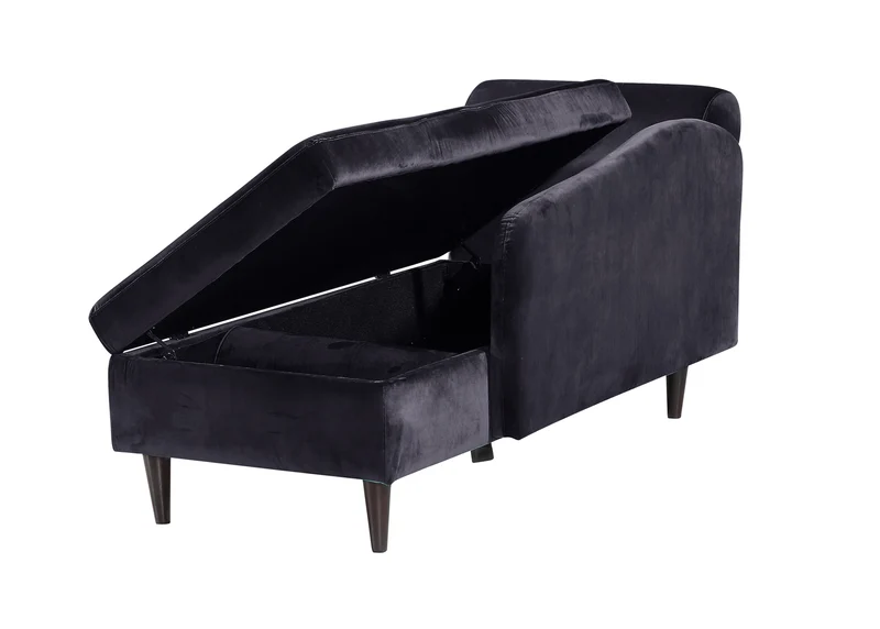 KAWOLA Polsterliege SARAH Ottomane Recamiere Stoff schwarz 163x77x73cm