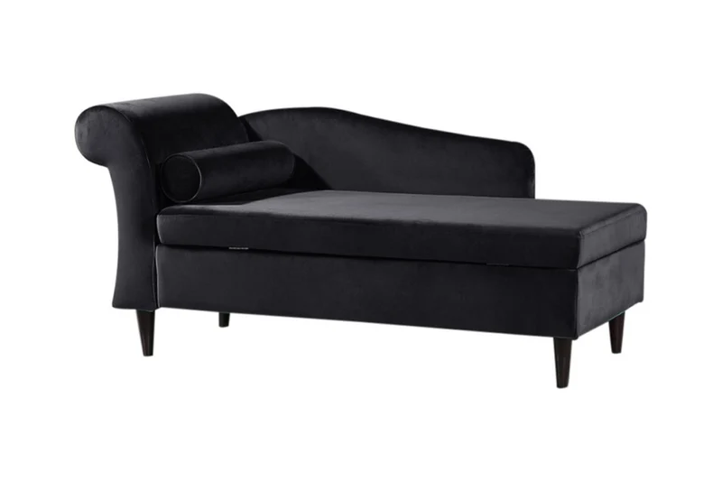 KAWOLA Polsterliege SARAH Ottomane Recamiere Stoff schwarz 163x77x73cm