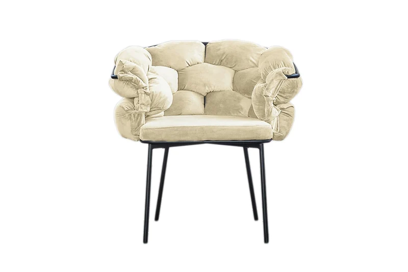 B-Ware KAWOLA Stuhl MONTY Designstuhl Velvet cremeweiß