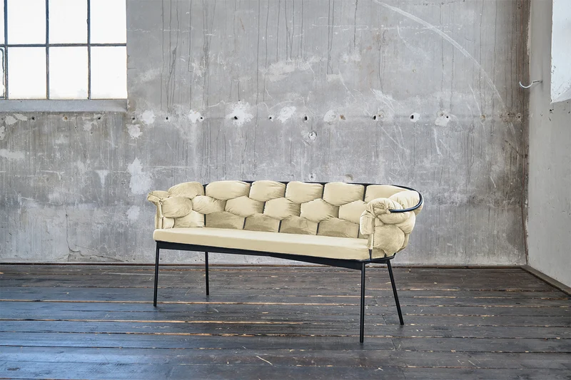B-Ware_KAWOLA Bank MONTY Sitzbank 180cm Velvet cremeweiß
