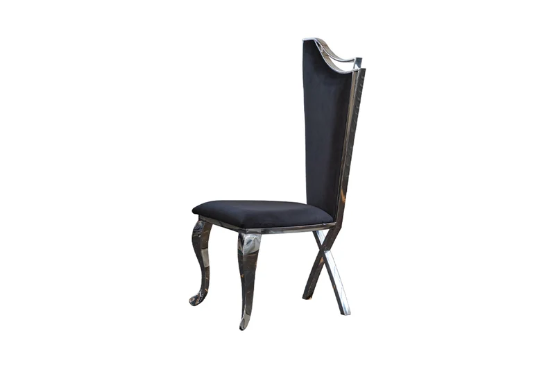 B-Ware KAWOLA Stuhl AMALIA Esszimmerstuhl Barock Velvet schwarz