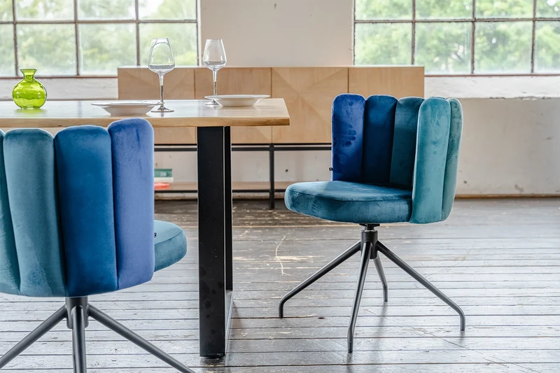 KAWOLA Esszimmerstuhl JADA Drehstuhl Velvet blau