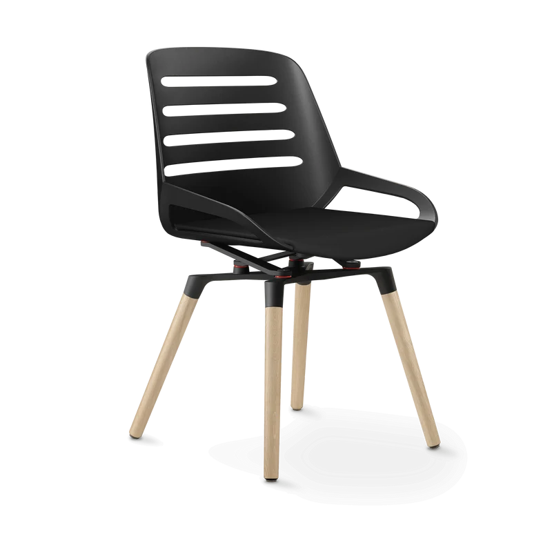 Aeris Numo Comfort Holzbeine Eiche Kunstleder Mediflex schwarz