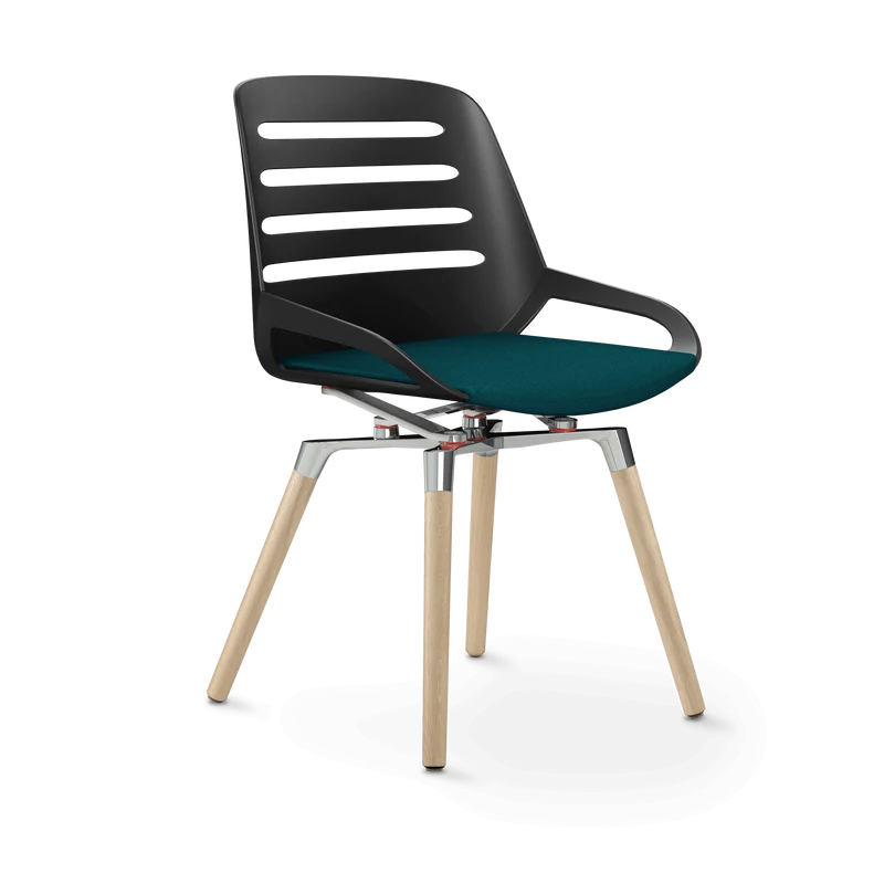 Aeris Numo Comfort Holzbeine Eiche Sitzbezug petrolblau meliert