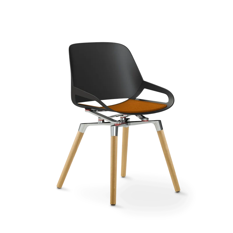 Aeris Numo Holzbeine Eiche natur Sitzschalenfarbe schwarz