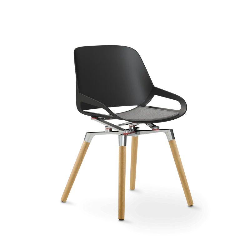 Aeris Numo Holzbeine Eiche natur Sitzschalenfarbe schwarz