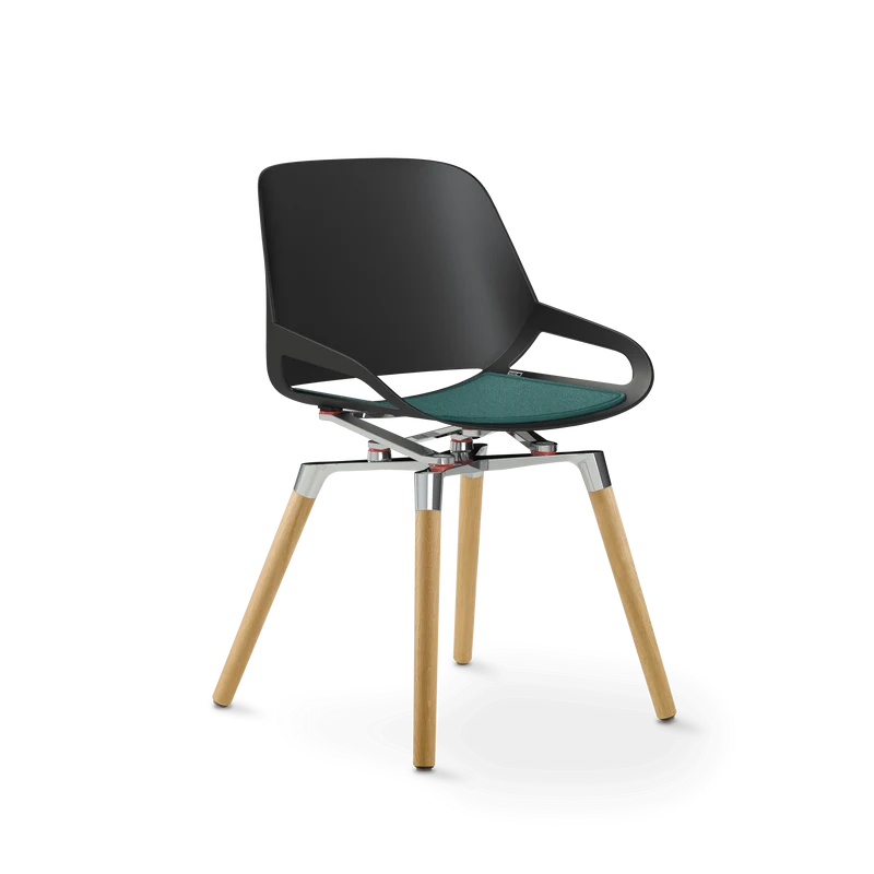 Aeris Numo Holzbeine Eiche natur Sitzschalenfarbe schwarz