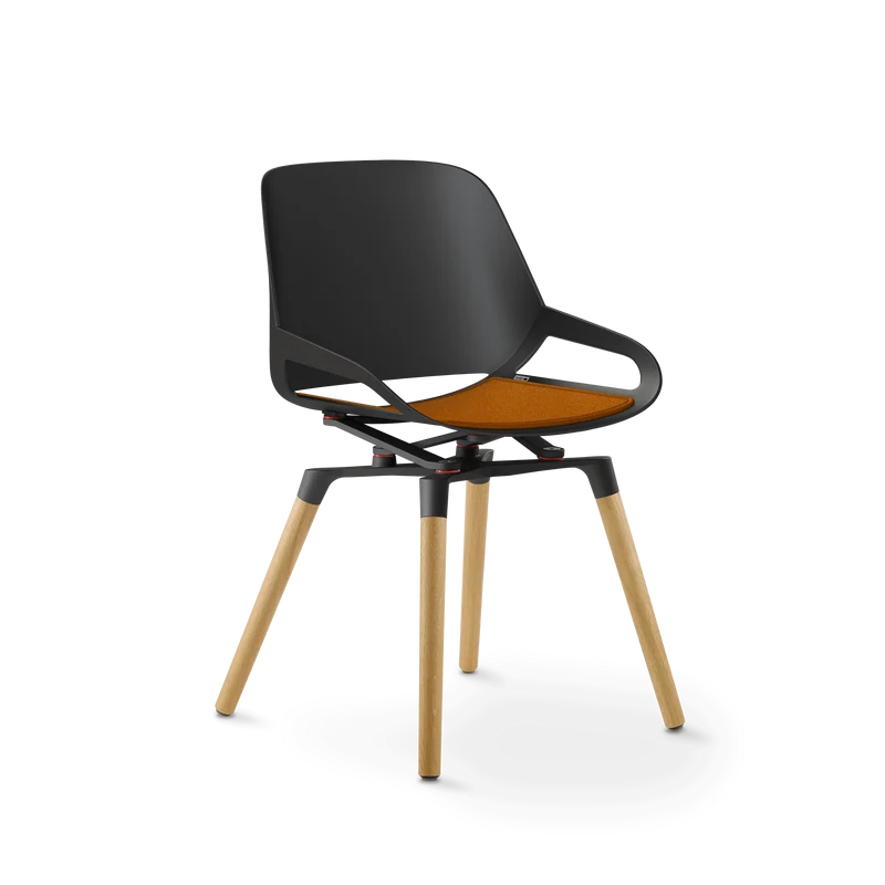 Aeris Numo Holzbeine Eiche natur Sitzschalenfarbe schwarz