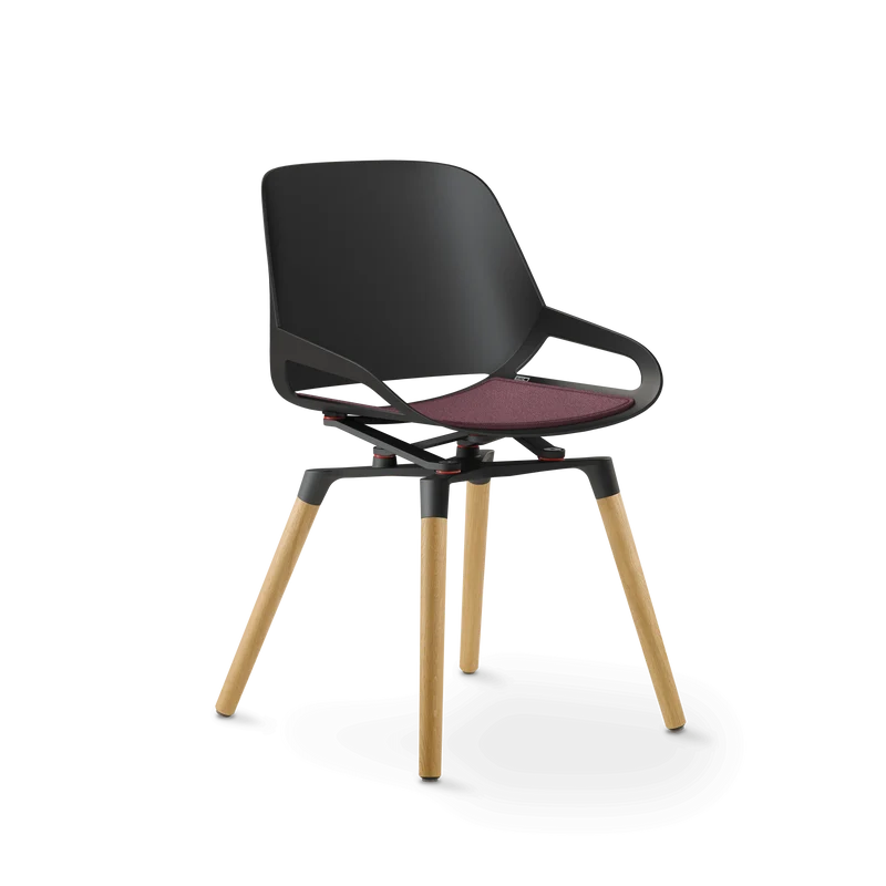 Aeris Numo Holzbeine Eiche natur Sitzschalenfarbe schwarz