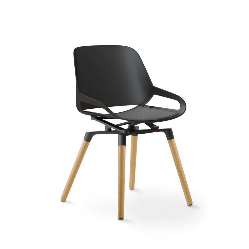 Aeris Numo Holzbeine Eiche natur Sitzschalenfarbe schwarz