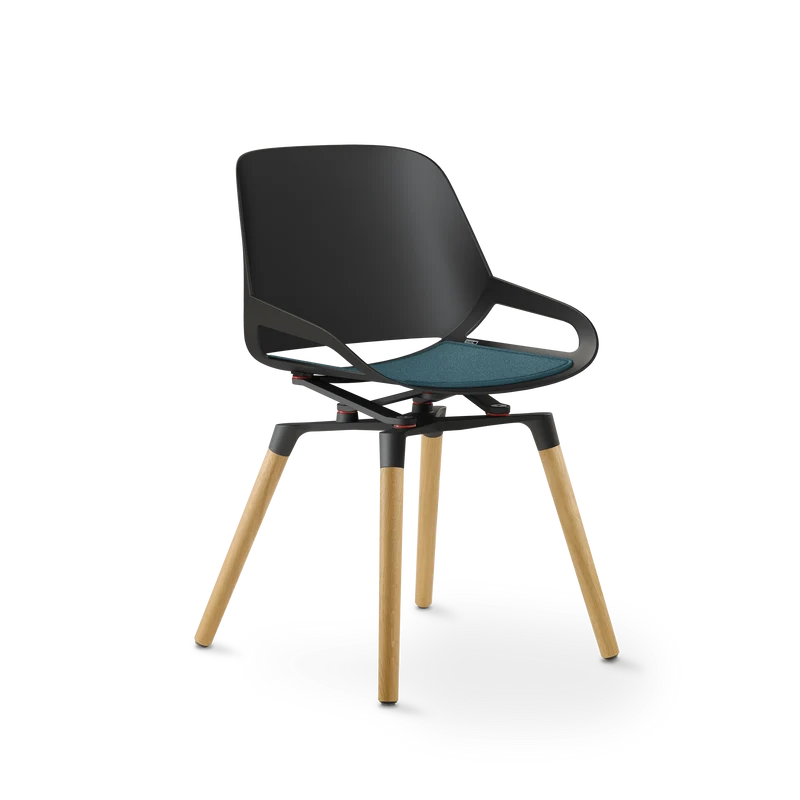 Aeris Numo Holzbeine Eiche natur Sitzschalenfarbe schwarz