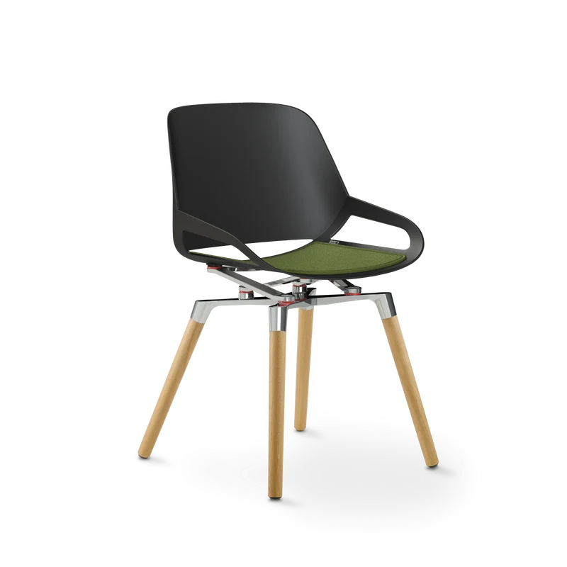 Aeris Numo Holzbeine Eiche natur Sitzschalenfarbe schwarz