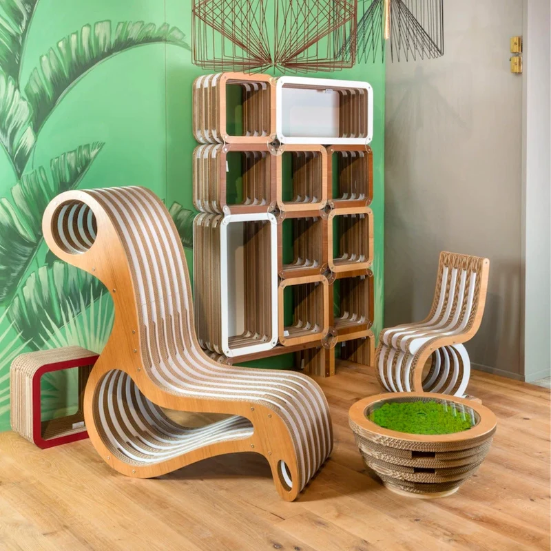 Cardboard and Wood Chaise Longue X2CHAIR